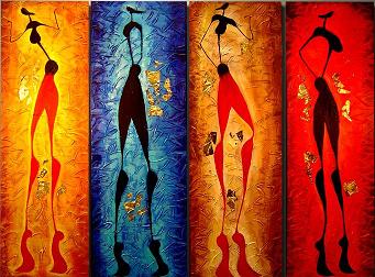 Dafen Oil Painting on canvas africa girl -set029 Dafen Oil Painting on canvas africa girl -set029